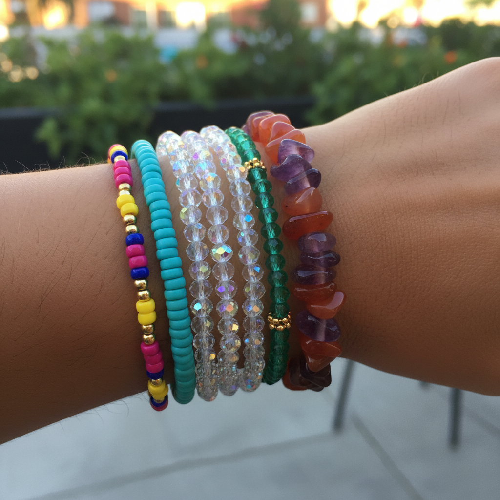 All 3 bracelets arm party look