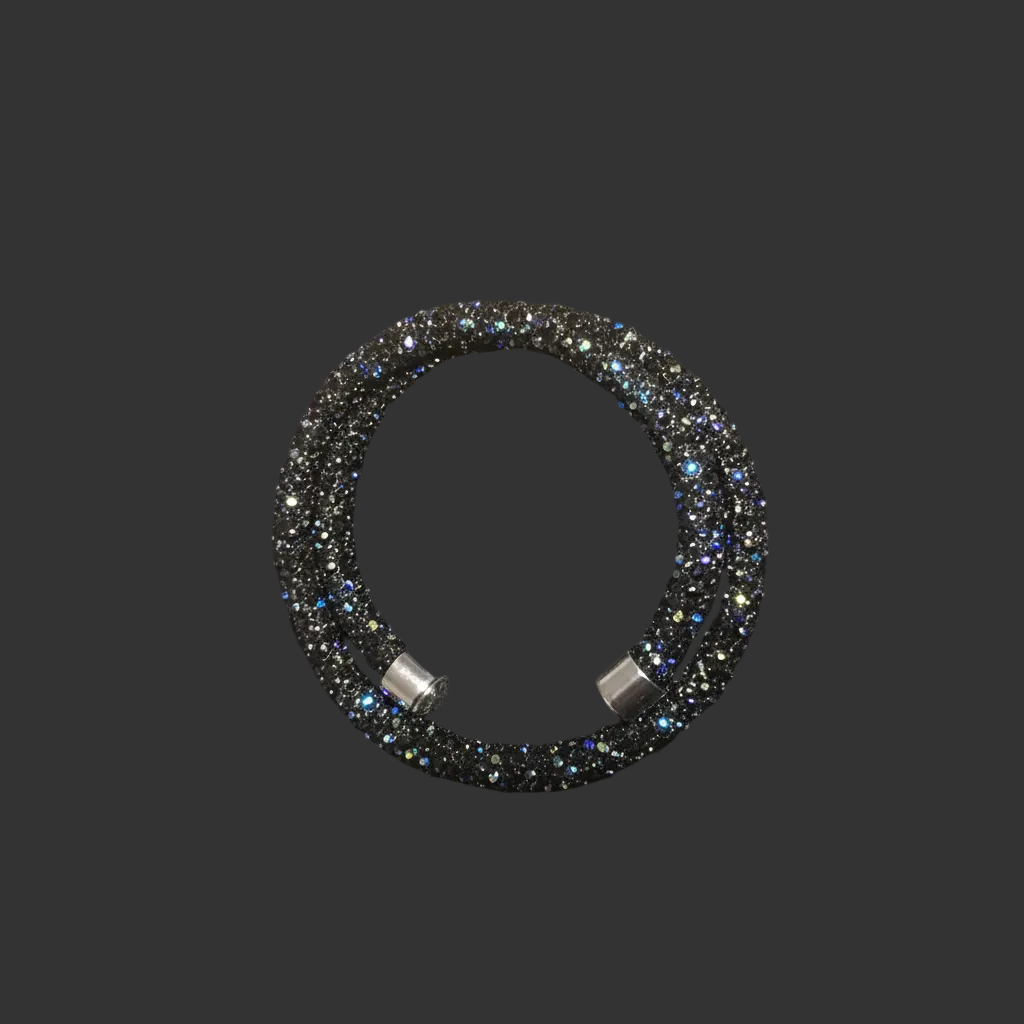 Black AB crystal wrap bracelet flat lay