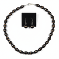 Black and Gold Glass Bead Necklace Set