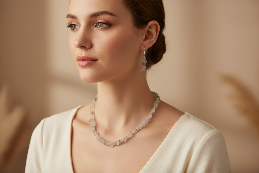 Fluorite Chip Nugget Necklace Set