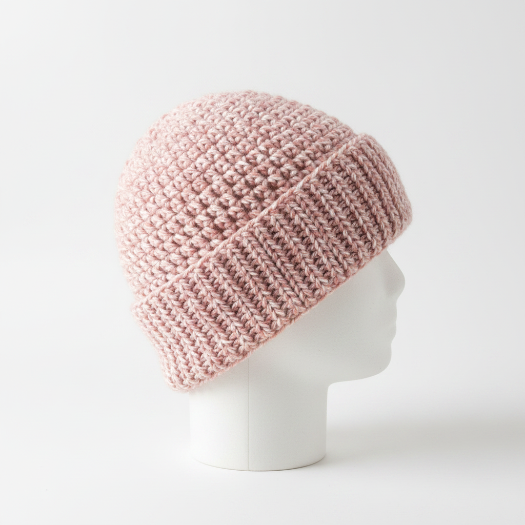 Blush Beanie - Display Side View White Prominent