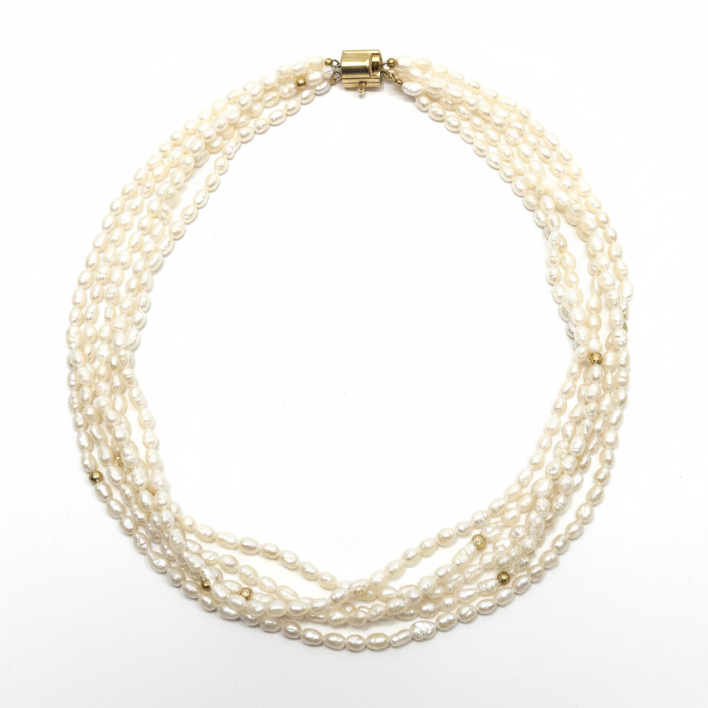 Freshwater Pearl Necklace with 14K Gold Accent Beads