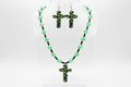 Green AB Glass & Zebra Cross Necklace Set