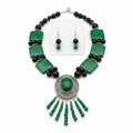 Green & Black Crystal Necklace Set - Studio