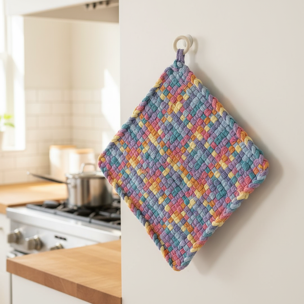 Hand-Woven Cotton Potholder - Kitchen Lifestyle