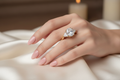 Gold Crystal Three-Stone Fashion Ring Size 7 - On Model