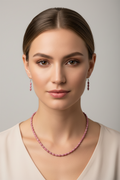 Marbled Pink Matrix Oval Bead Necklace Set – 30"