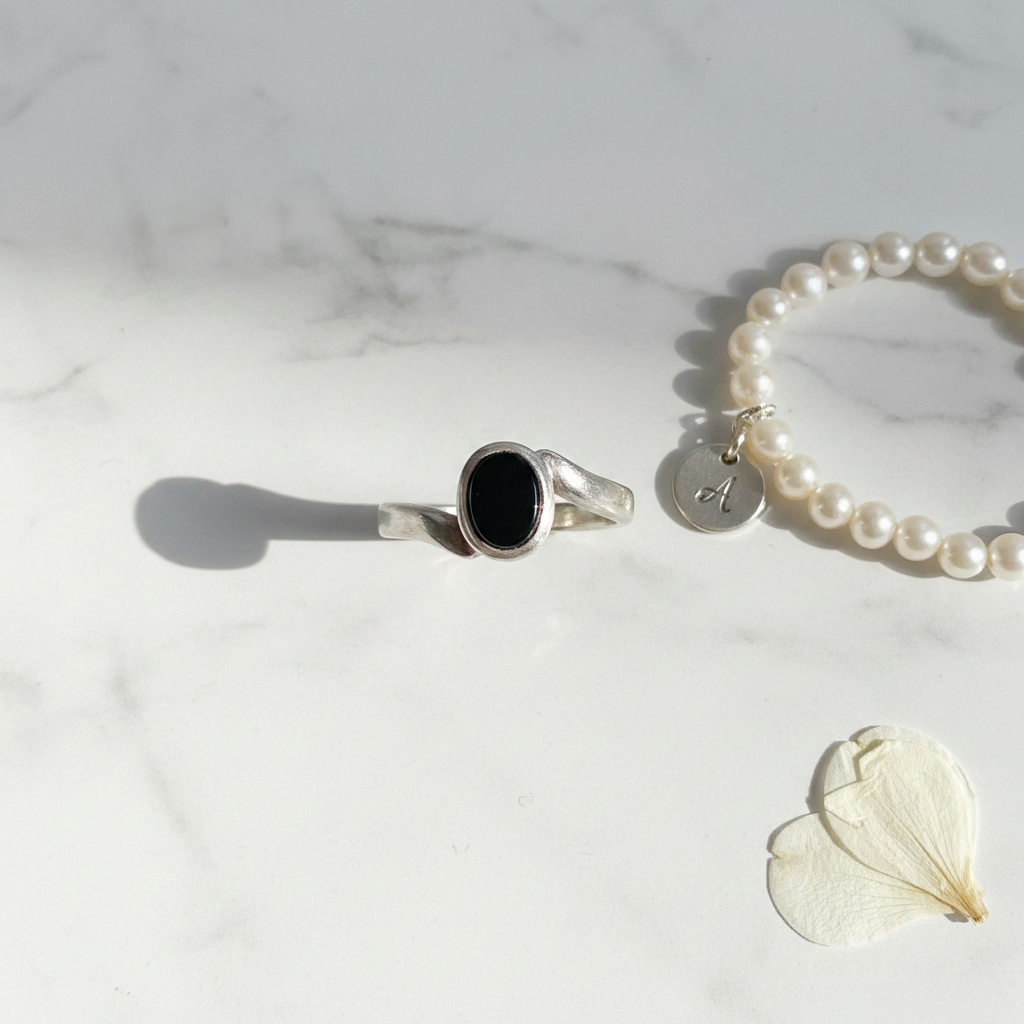 Flat lay on marble surface