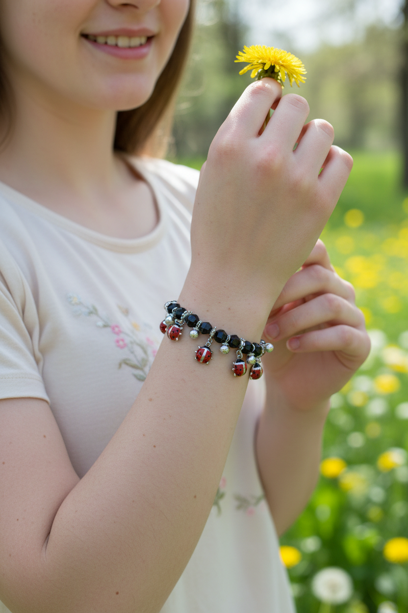 Ladybug Bracelet on Teen Model