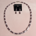 Lilac Fiber Optic Cube & Crystal Glass Necklace Set - Blush