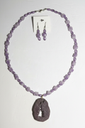 Lilac Nugget & Quartz Pendant Necklace Set