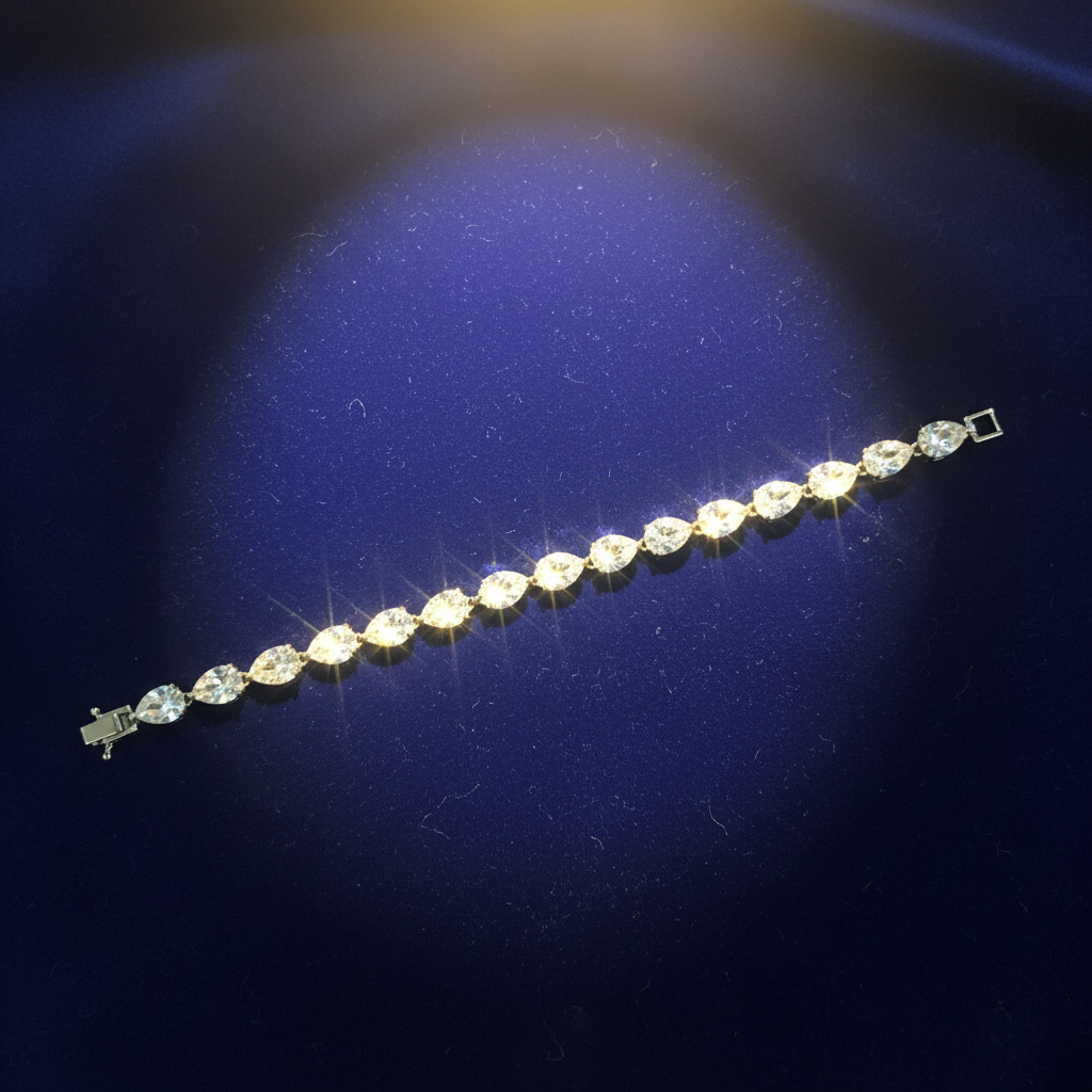 Marquise crystal bracelet on royal blue velvet