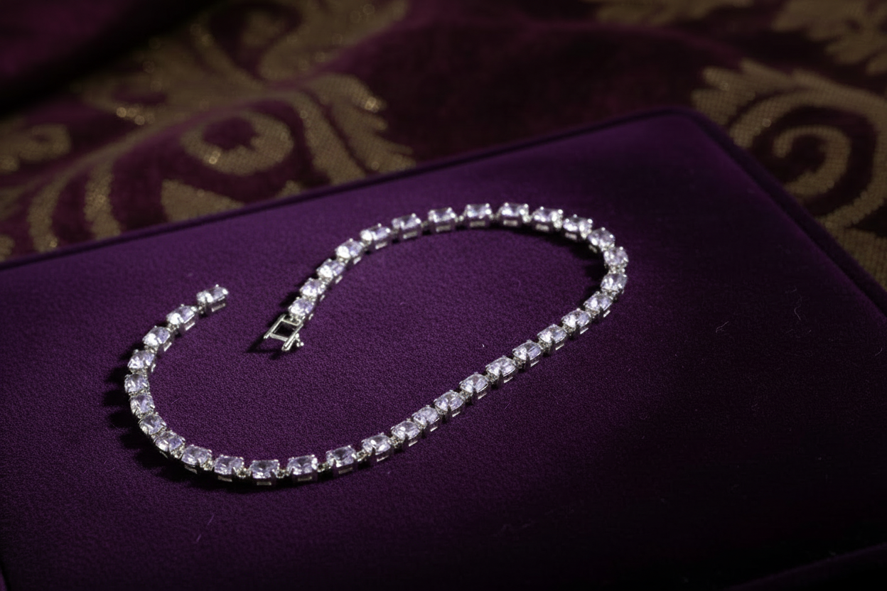 Medium lavender purple crystal bracelet on display
