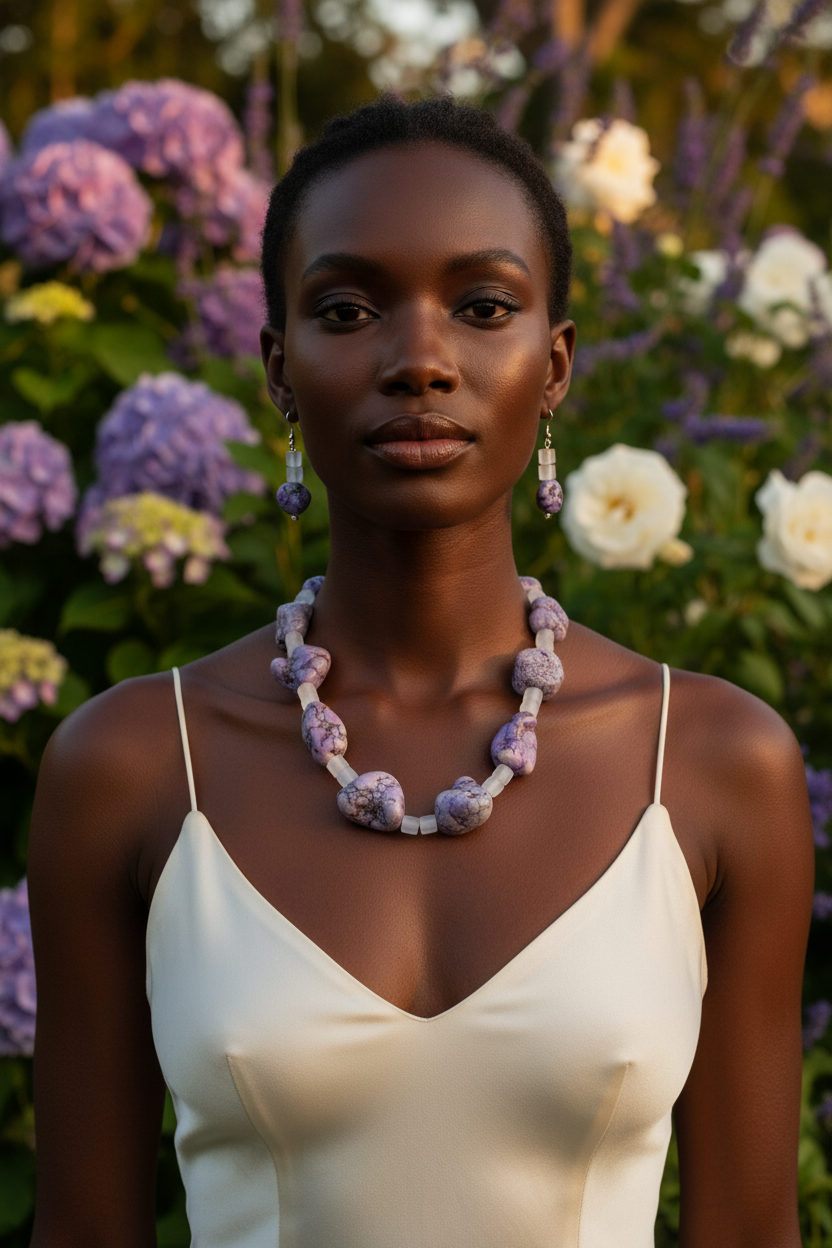 Model Shot 2 - Floral Garden Background