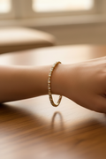 Model wearing crystal tennis bracelet