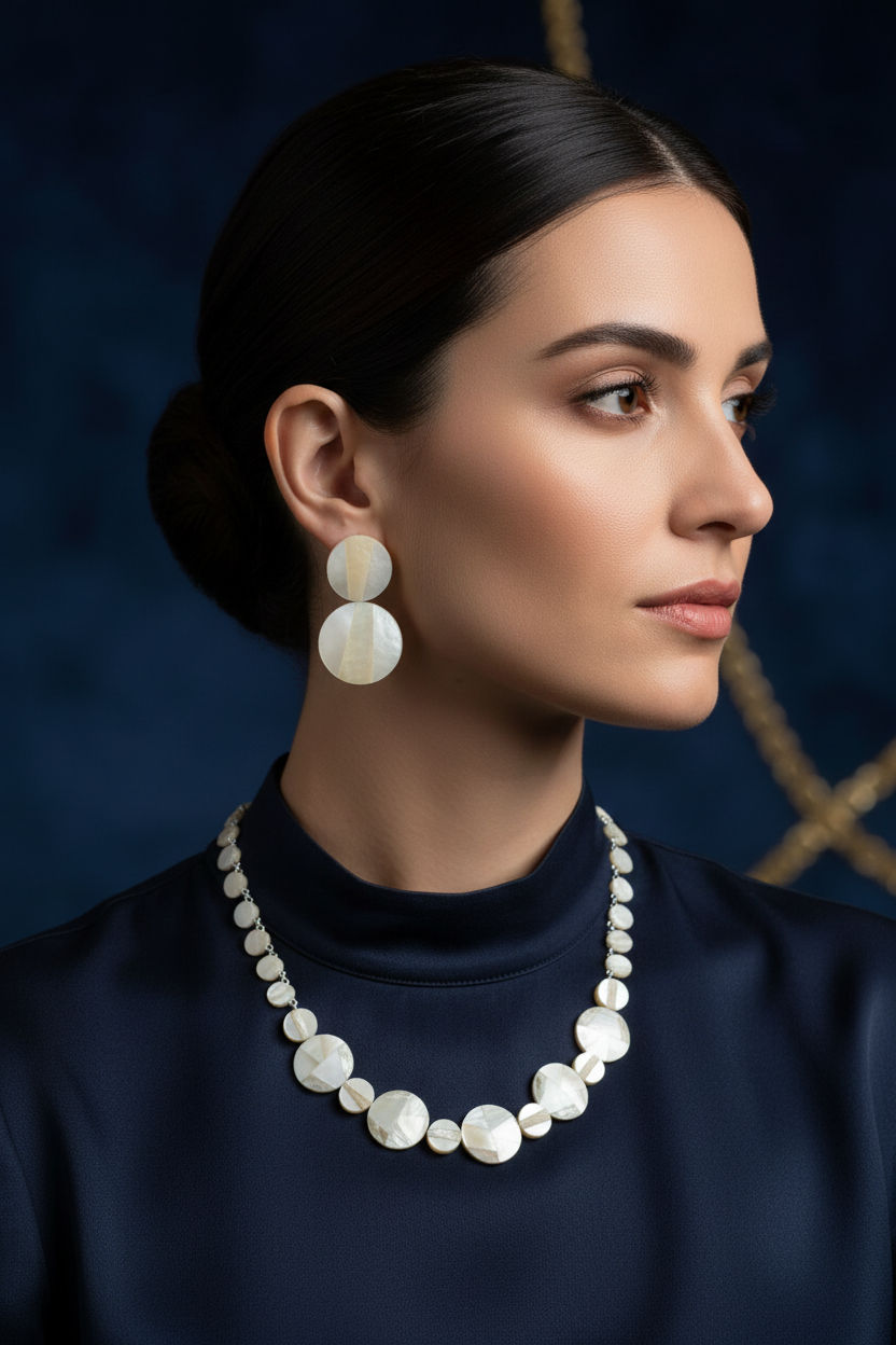 Model with MOP Necklace Set - Luxurious