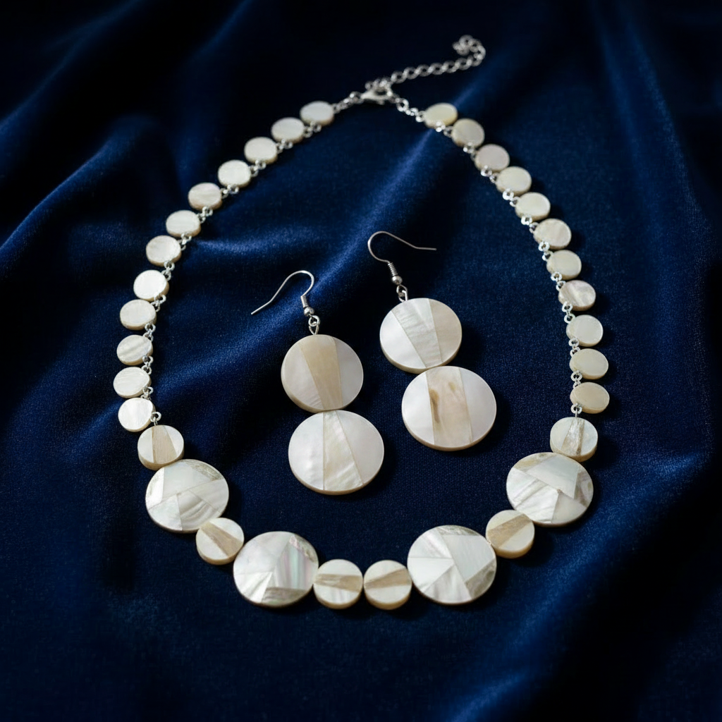 MOP Necklace Set on Luxurious Background