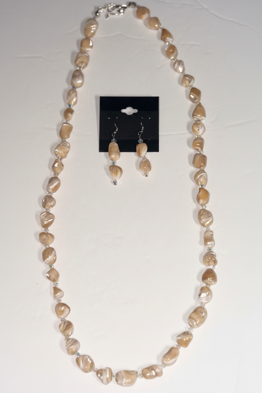 Mother of Pearl & Crystal Necklace Set