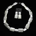 Mother of Pearl Slab Necklace & Earring Set - Black