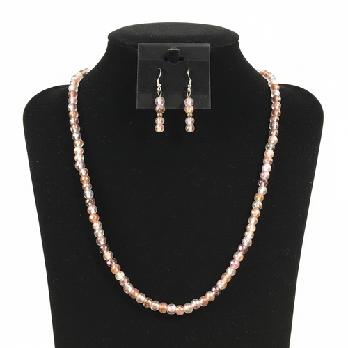 Multicolor translucent bead necklace on display