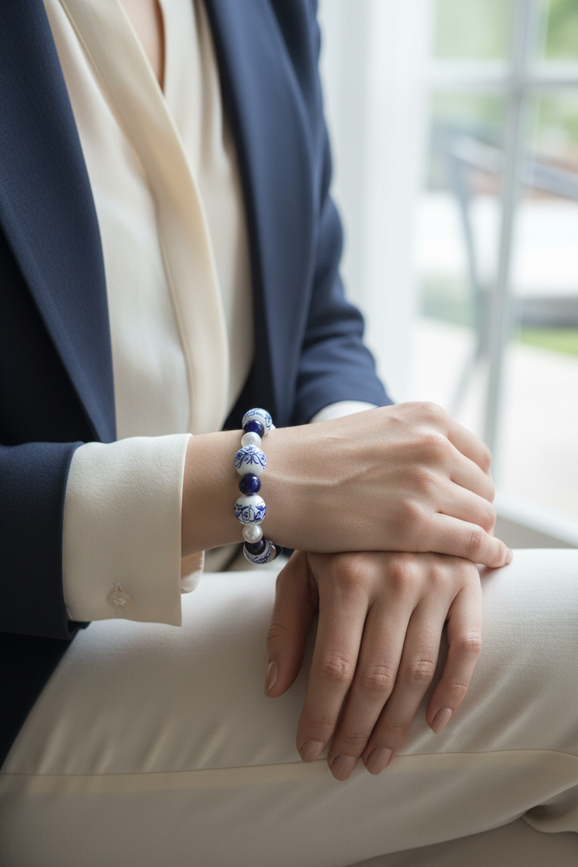 Oriental Ceramic Bracelet on Model
