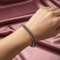 Pink crystal bracelet on model