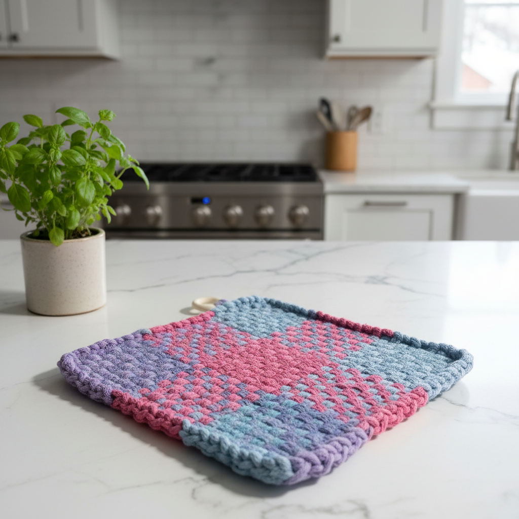 Pink Purple Teal Pot Holder