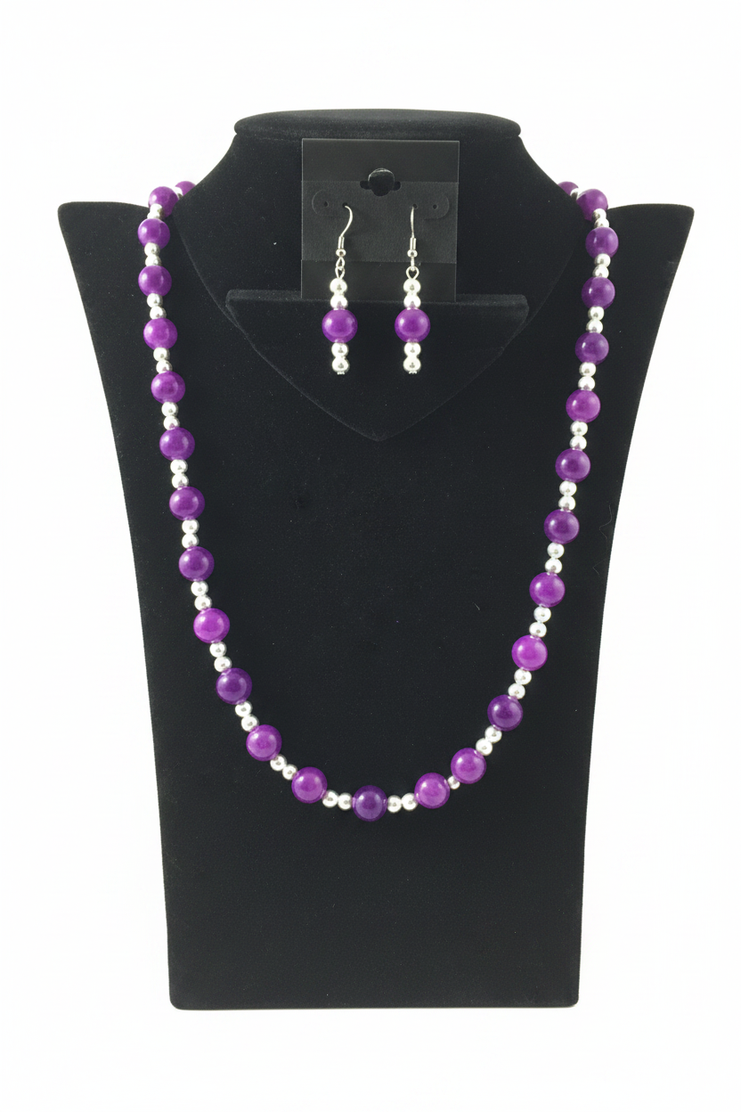 Purple Jade Necklace Set on Display