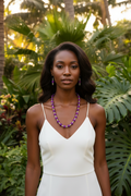 Purple Jade Necklace Set on Model
