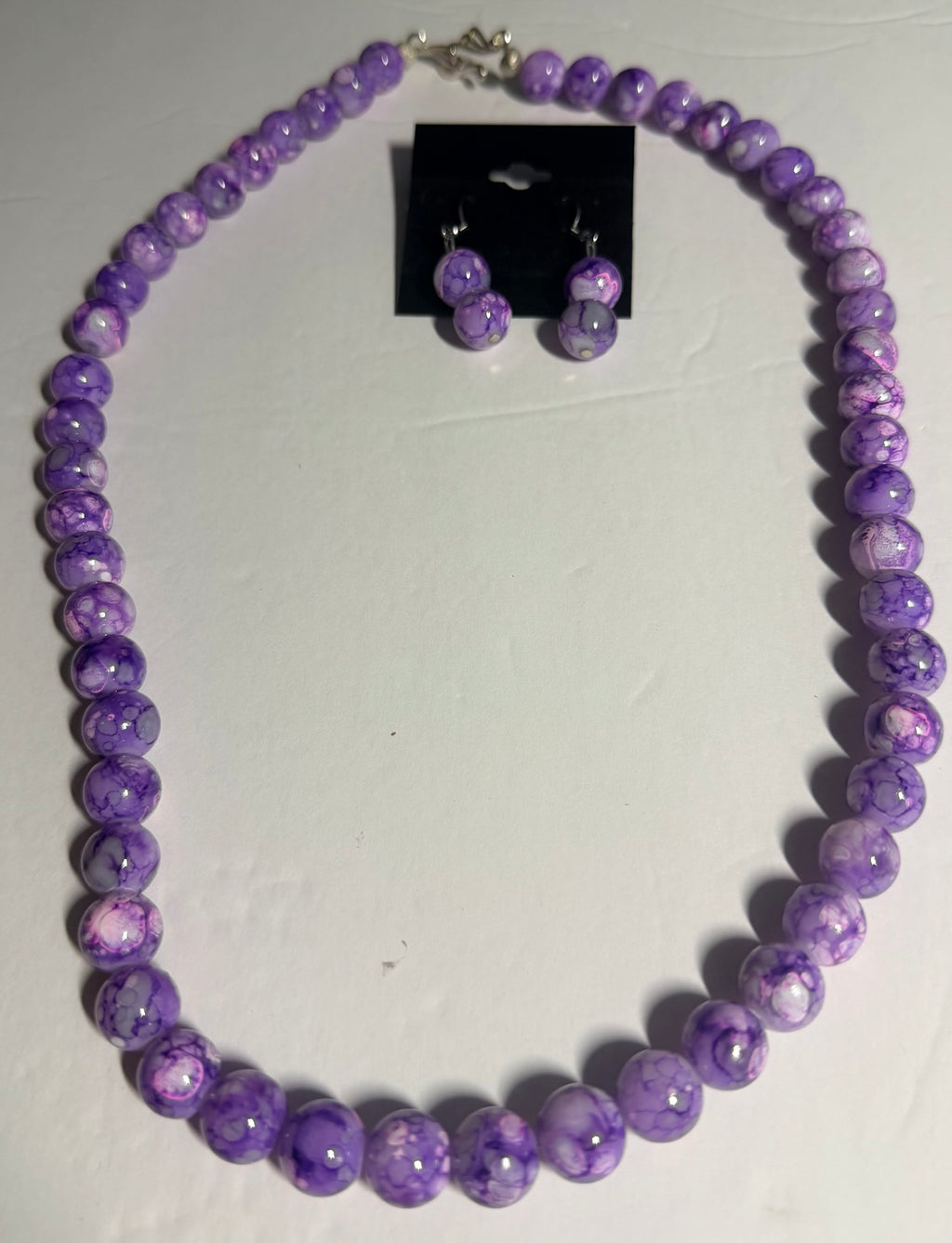 Purple & Pink Splatter Glass Necklace Set