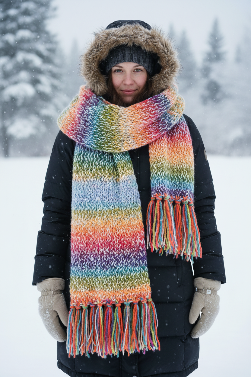 Rainbow XXL Scarf - Female Model