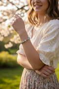 Silver Filigree Pastel Bracelet on Teen Model