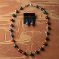 Southwestern Painted Wood & Crystal Necklace Set