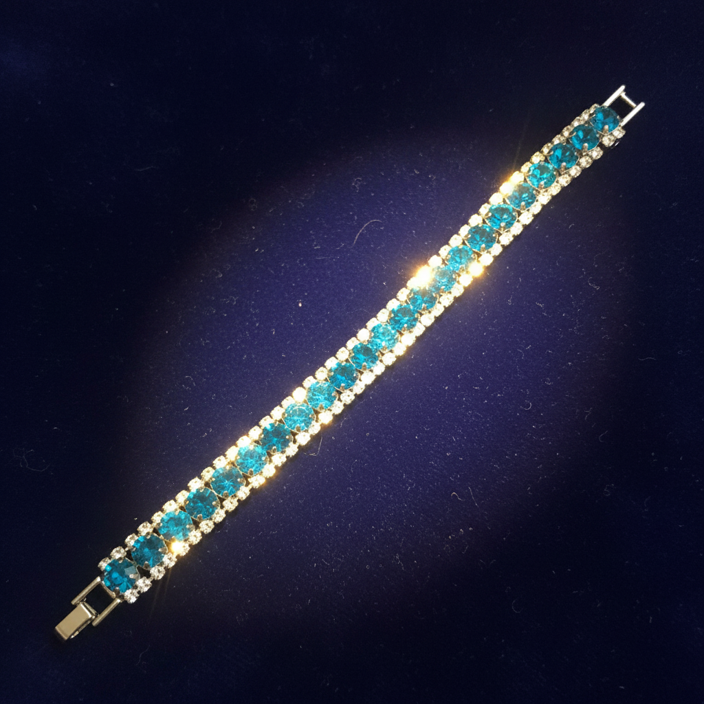Teal bracelet on royal blue velvet