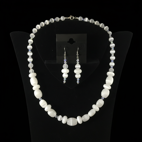 White Cat's Eye Necklace - Flat Display