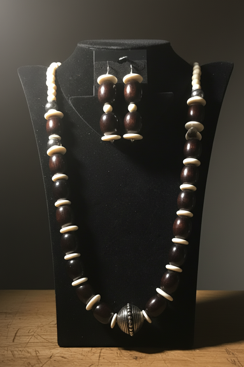 Wooden display with striking background